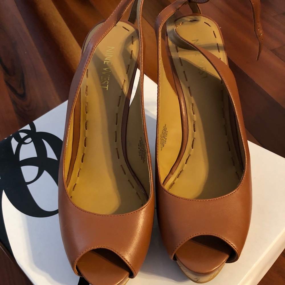 Nine West Cognac Wedges Size 8 - worn once